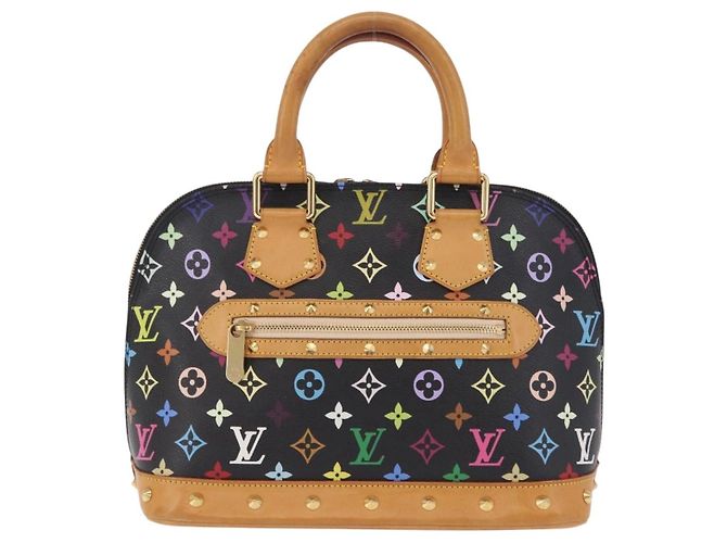 Borsa a mano LOUIS VUITTON Monogram Multicolor Alma Nero M92646 LV Auth ka6314V - vista 13