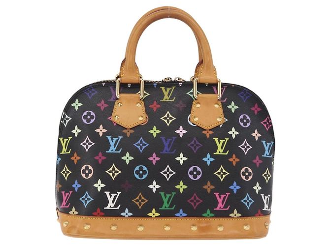 Borsa a mano LOUIS VUITTON Monogram Multicolor Alma Nero M92646 LV Auth ka6314V - vista 2