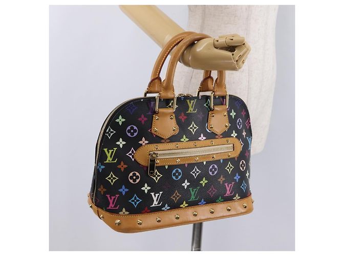 Borsa a mano LOUIS VUITTON Monogram Multicolor Alma Nero M92646 LV Auth ka6314V - vista 26