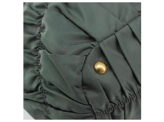 Bolsa de mão PRADA Nylon Green Gold Tone Auth bs37141A Verde - vista 14