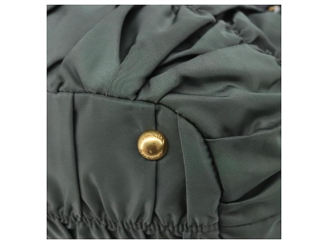 Bolsa de mão PRADA Nylon Green Gold Tone Auth bs37141A Verde - vista 15