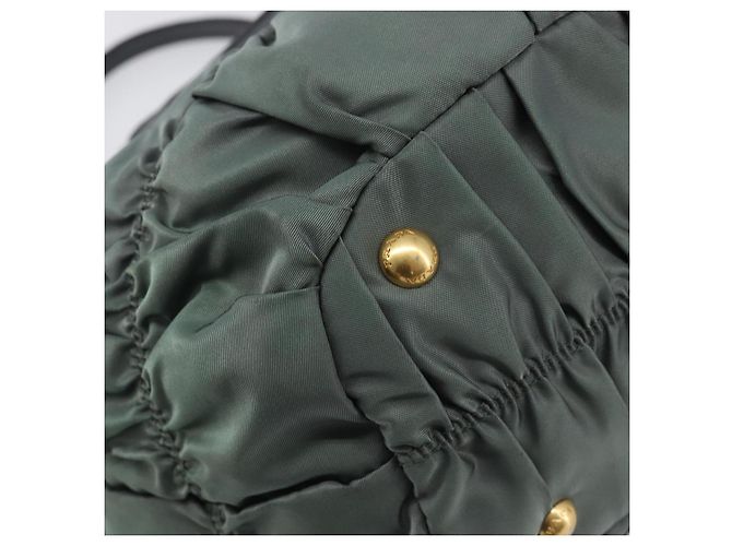 Bolsa de mão PRADA Nylon Green Gold Tone Auth bs37141A Verde - vista 16