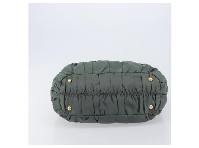 Bolsa de mão PRADA Nylon Green Gold Tone Auth bs37141A Verde - vista 5