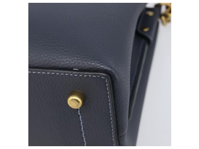 Coach Schultertasche Leder 2way Navy Gold Auth ki6820A Golden Marineblau - Ansicht 14