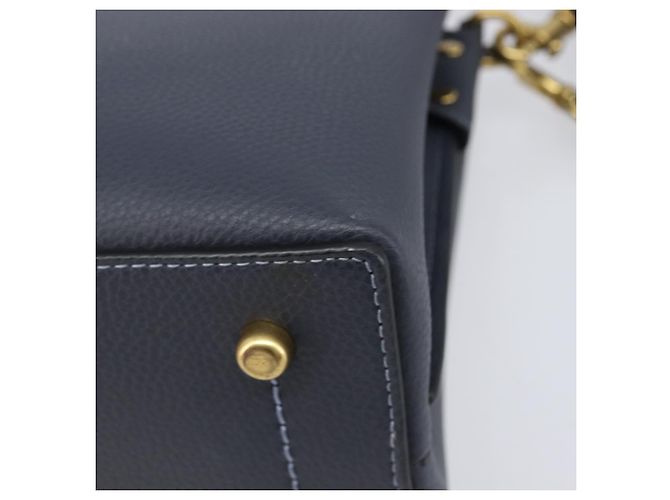 Coach Schultertasche Leder 2way Navy Gold Auth ki6820A Golden Marineblau - Ansicht 16