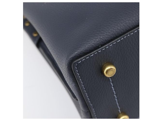 Coach Schultertasche Leder 2way Navy Gold Auth ki6820A Golden Marineblau - Ansicht 17