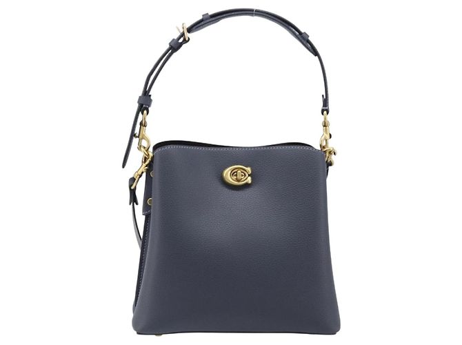 Coach Schultertasche Leder 2way Navy Gold Auth ki6820A Golden Marineblau - Ansicht 2