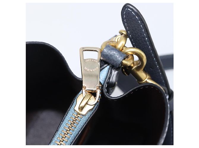 Coach Schultertasche Leder 2way Navy Gold Auth ki6820A Golden Marineblau - Ansicht 24