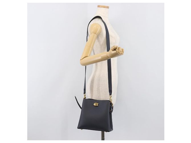Coach Schultertasche Leder 2way Navy Gold Auth ki6820A Golden Marineblau - Ansicht 27