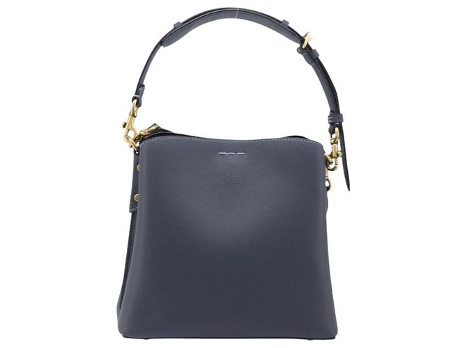Coach Schultertasche Leder 2way Navy Gold Auth ki6820A Golden Marineblau - Ansicht 3