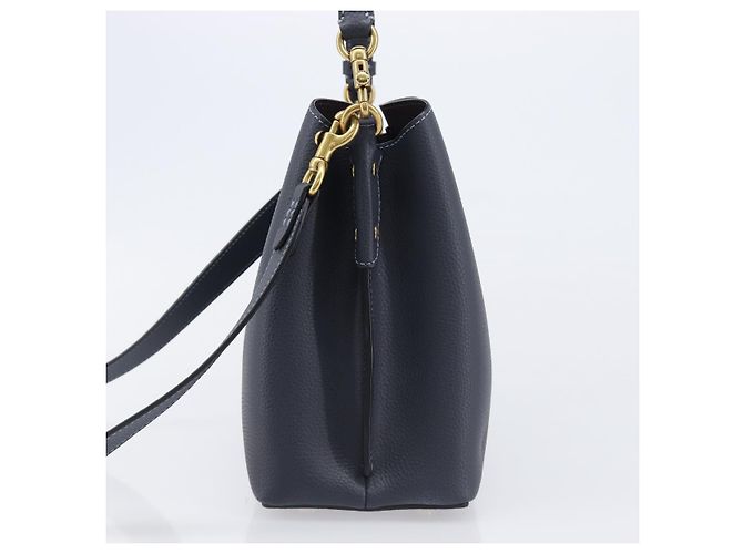 Coach Schultertasche Leder 2way Navy Gold Auth ki6820A Golden Marineblau - Ansicht 4