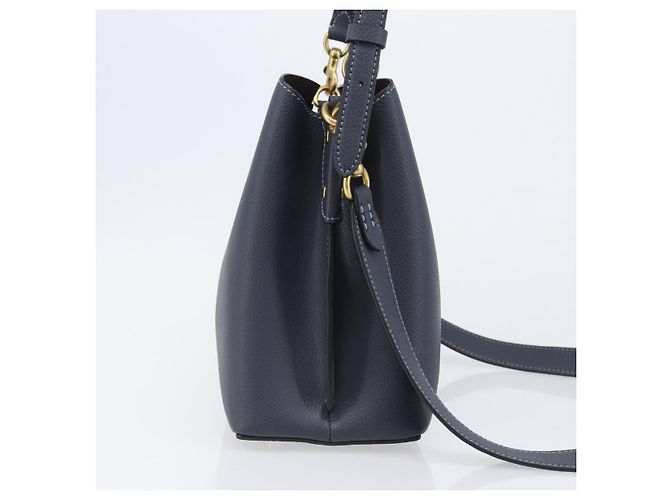Coach Schultertasche Leder 2way Navy Gold Auth ki6820A Golden Marineblau - Ansicht 5