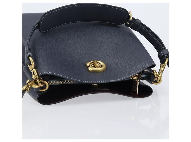 Coach Schultertasche Leder 2way Navy Gold Auth ki6820A Golden Marineblau - Ansicht 6