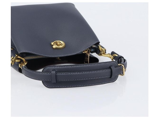 Coach Schultertasche Leder 2way Navy Gold Auth ki6820A Golden Marineblau - Ansicht 7