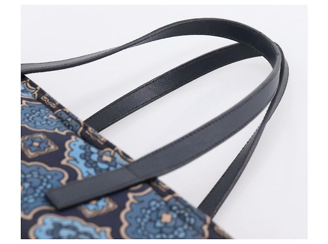 Saco Tote PRADA Nylon 2way Navy Gold Auth 206331A Dourado Azul marinho - vista 14