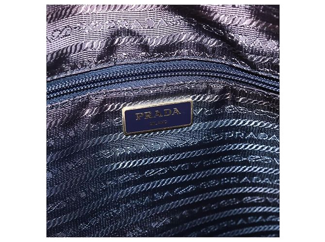 Saco Tote PRADA Nylon 2way Navy Gold Auth 206331A Dourado Azul marinho - vista 20