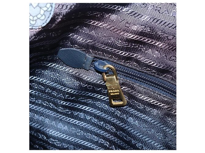 Saco Tote PRADA Nylon 2way Navy Gold Auth 206331A Dourado Azul marinho - vista 23