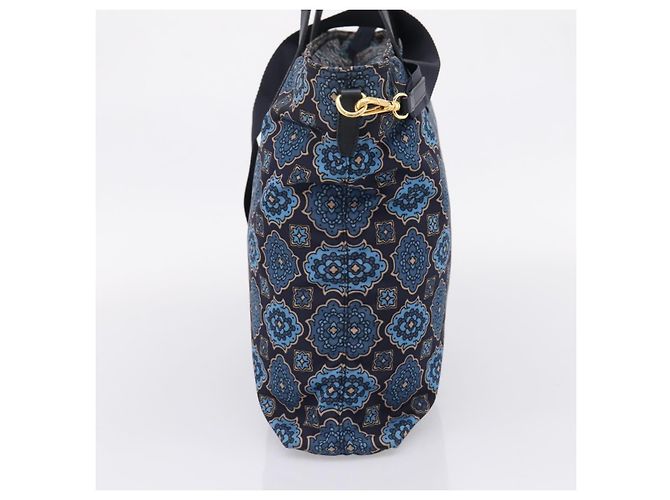 Saco Tote PRADA Nylon 2way Navy Gold Auth 206331A Dourado Azul marinho - vista 3