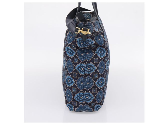 Saco Tote PRADA Nylon 2way Navy Gold Auth 206331A Dourado Azul marinho - vista 4