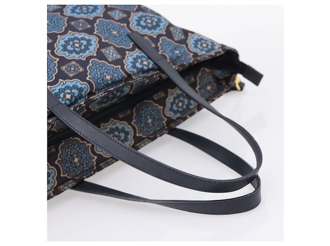 Saco Tote PRADA Nylon 2way Navy Gold Auth 206331A Dourado Azul marinho - vista 7