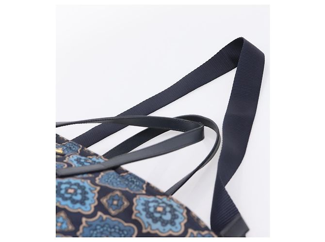 Saco Tote PRADA Nylon 2way Navy Gold Auth 206331A Dourado Azul marinho - vista 9