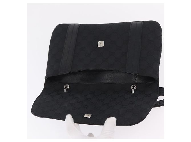 Borsa GUCCI GG Canvas Nero Argento 113014 Auth 206106V - vista 16