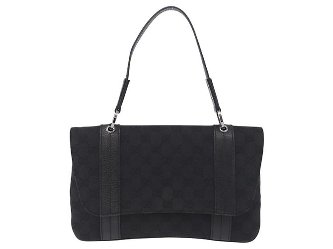 Borsa GUCCI GG Canvas Nero Argento 113014 Auth 206106V - vista 2
