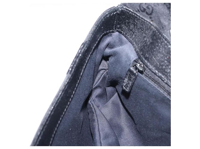 Borsa GUCCI GG Canvas Nero Argento 113014 Auth 206106V - vista 22