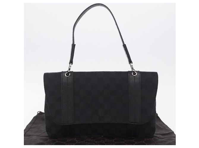 Borsa GUCCI GG Canvas Nero Argento 113014 Auth 206106V - vista 27