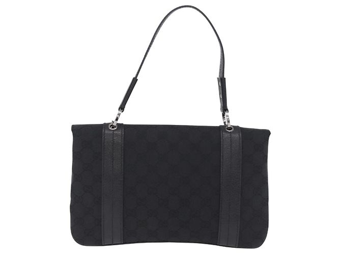 Borsa GUCCI GG Canvas Nero Argento 113014 Auth 206106V - vista 3