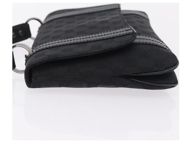 Borsa GUCCI GG Canvas Nero Argento 113014 Auth 206106V - vista 5