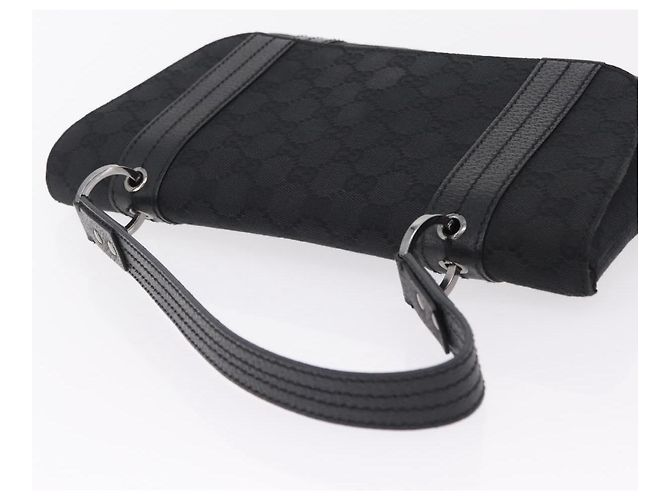 Borsa GUCCI GG Canvas Nero Argento 113014 Auth 206106V - vista 6