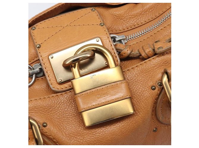 Chloé Borsa a mano Chloe Paddington in pelle Beige Oro Argento Auth BA15819V D'oro - vista 17