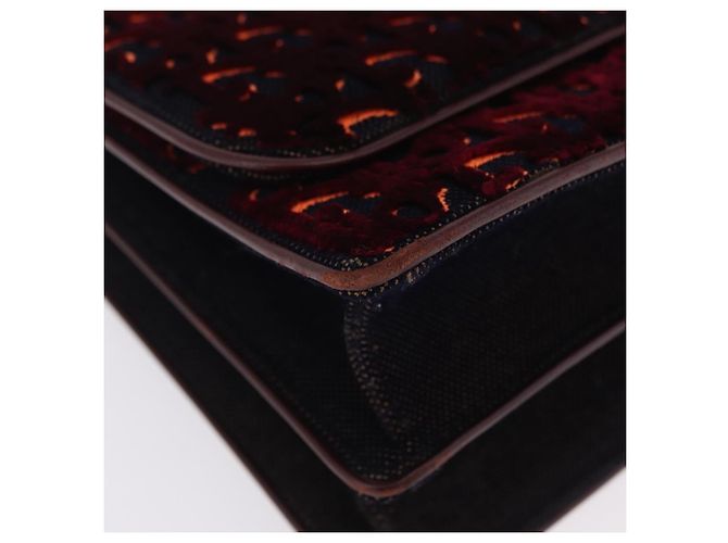 Borsa a mano Christian Dior Oblique Diorama Velluto 2way Rosso Argento Auth mr2986V - vista 13