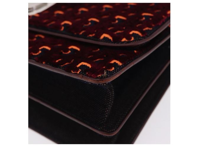 Borsa a mano Christian Dior Oblique Diorama Velluto 2way Rosso Argento Auth mr2986V - vista 14