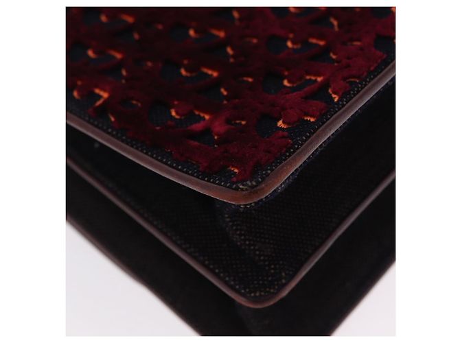 Borsa a mano Christian Dior Oblique Diorama Velluto 2way Rosso Argento Auth mr2986V - vista 15