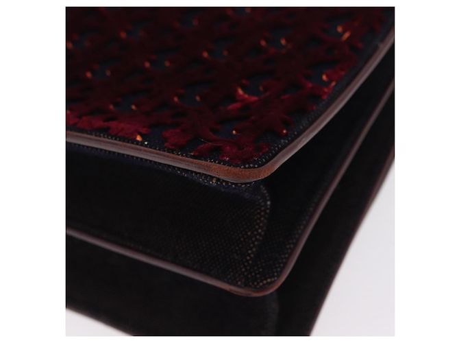 Borsa a mano Christian Dior Oblique Diorama Velluto 2way Rosso Argento Auth mr2986V - vista 16