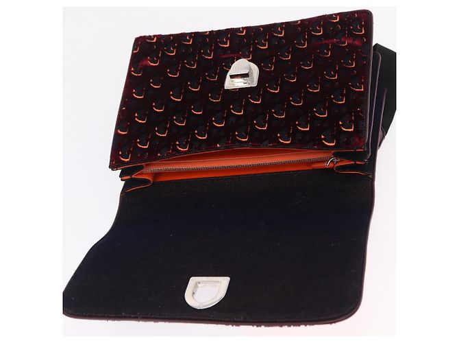 Borsa a mano Christian Dior Oblique Diorama Velluto 2way Rosso Argento Auth mr2986V - vista 18