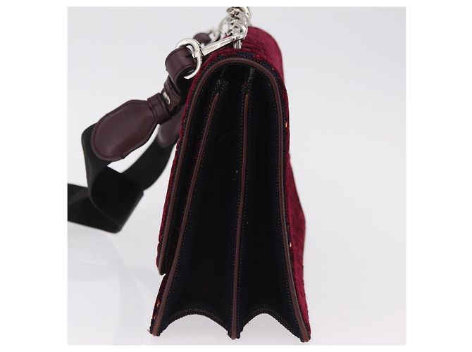 Borsa a mano Christian Dior Oblique Diorama Velluto 2way Rosso Argento Auth mr2986V - vista 4