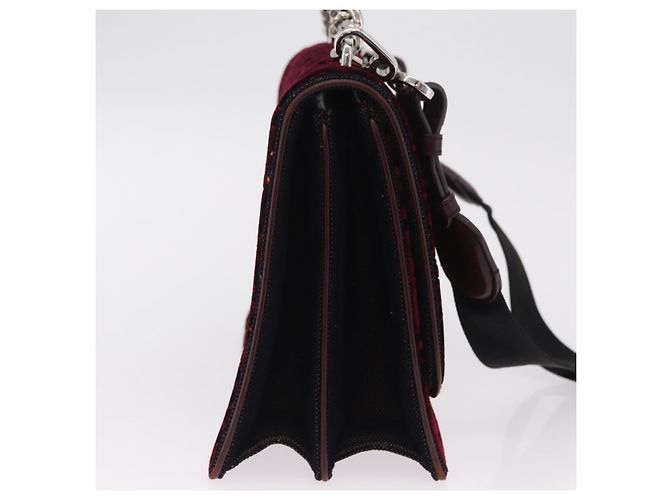 Borsa a mano Christian Dior Oblique Diorama Velluto 2way Rosso Argento Auth mr2986V - vista 5