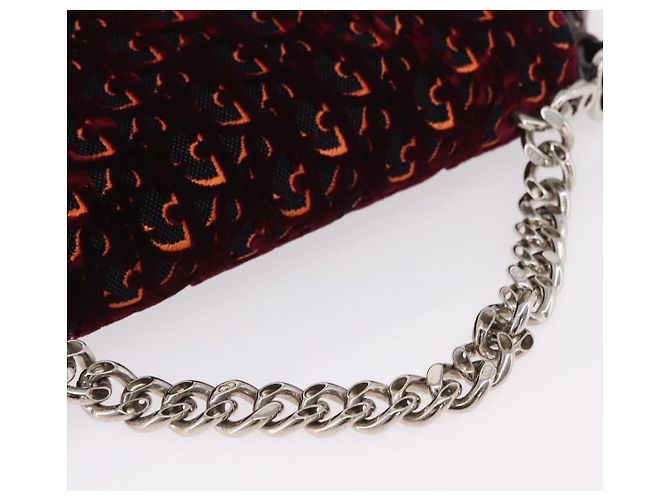 Borsa a mano Christian Dior Oblique Diorama Velluto 2way Rosso Argento Auth mr2986V - vista 7
