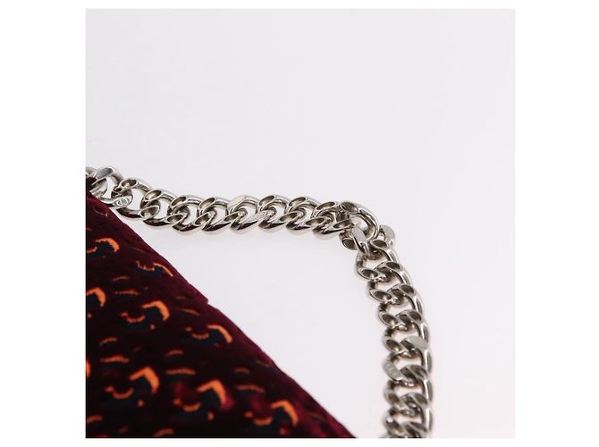 Borsa a mano Christian Dior Oblique Diorama Velluto 2way Rosso Argento Auth mr2986V - vista 8