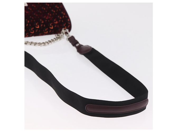 Borsa a mano Christian Dior Oblique Diorama Velluto 2way Rosso Argento Auth mr2986V - vista 9
