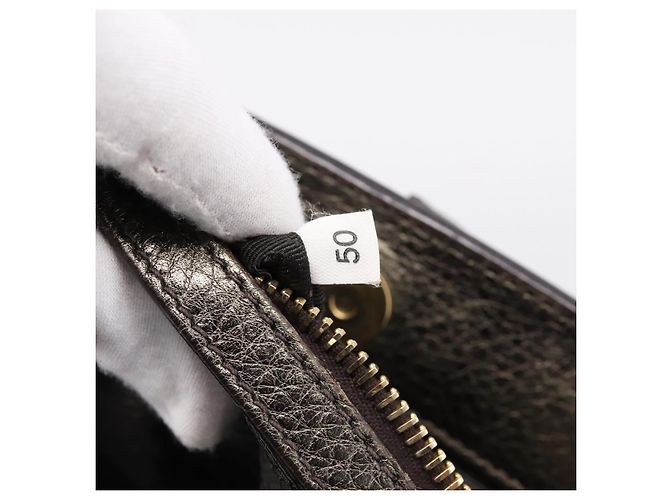 Borsa a mano PRADA in pelle Khaki Gold Auth ep15951 D'oro Cachi - vista 11