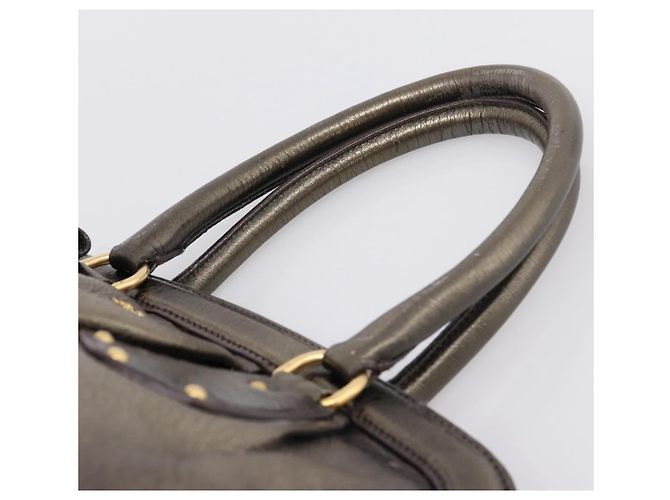 Borsa a mano PRADA in pelle Khaki Gold Auth ep15951 D'oro Cachi - vista 14