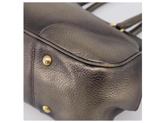 Borsa a mano PRADA in pelle Khaki Gold Auth ep15951 D'oro Cachi - vista 15
