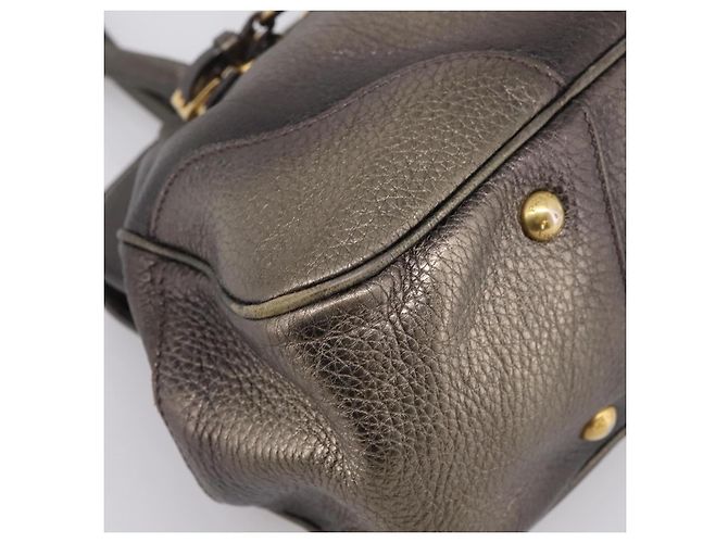 Borsa a mano PRADA in pelle Khaki Gold Auth ep15951 D'oro Cachi - vista 16