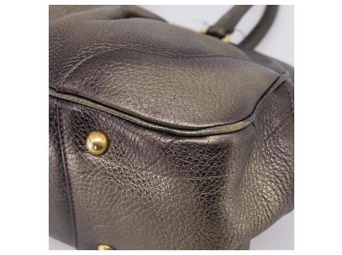 Borsa a mano PRADA in pelle Khaki Gold Auth ep15951 D'oro Cachi - vista 17