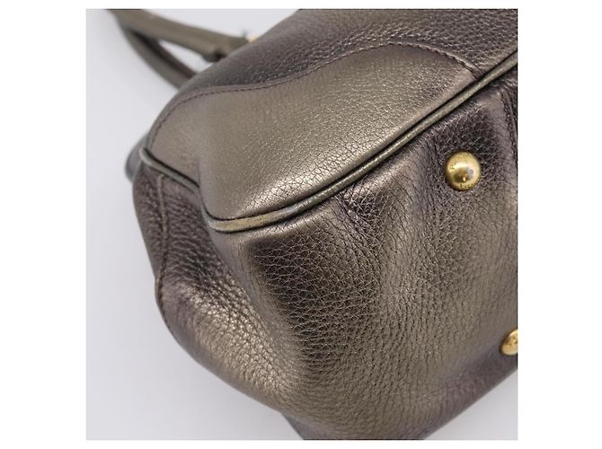 Borsa a mano PRADA in pelle Khaki Gold Auth ep15951 D'oro Cachi - vista 18