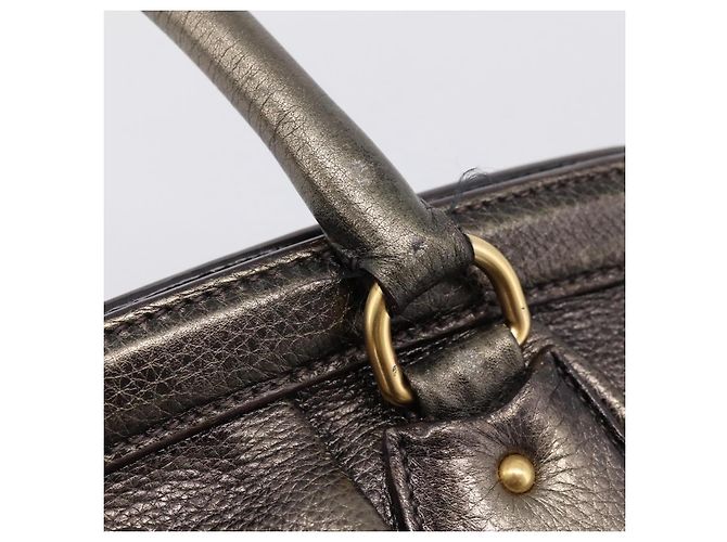 Borsa a mano PRADA in pelle Khaki Gold Auth ep15951 D'oro Cachi - vista 21